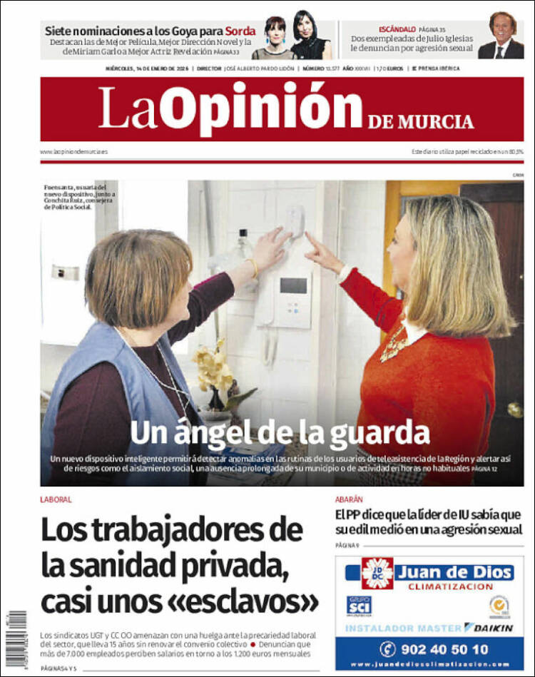 Portada de La Opinión de Murcia (Espa&ntilde;a)