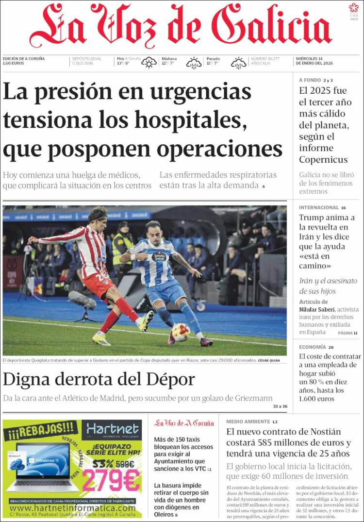 Portada de La Voz de Galicia (Espa&ntilde;a)