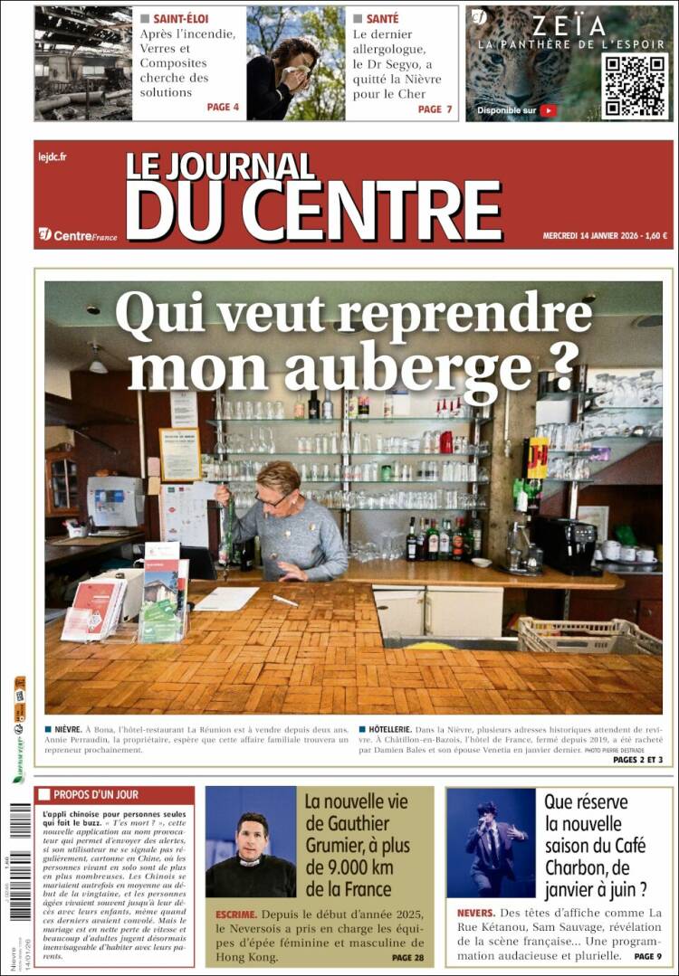 Portada de Le Journal du Centre (Francia)
