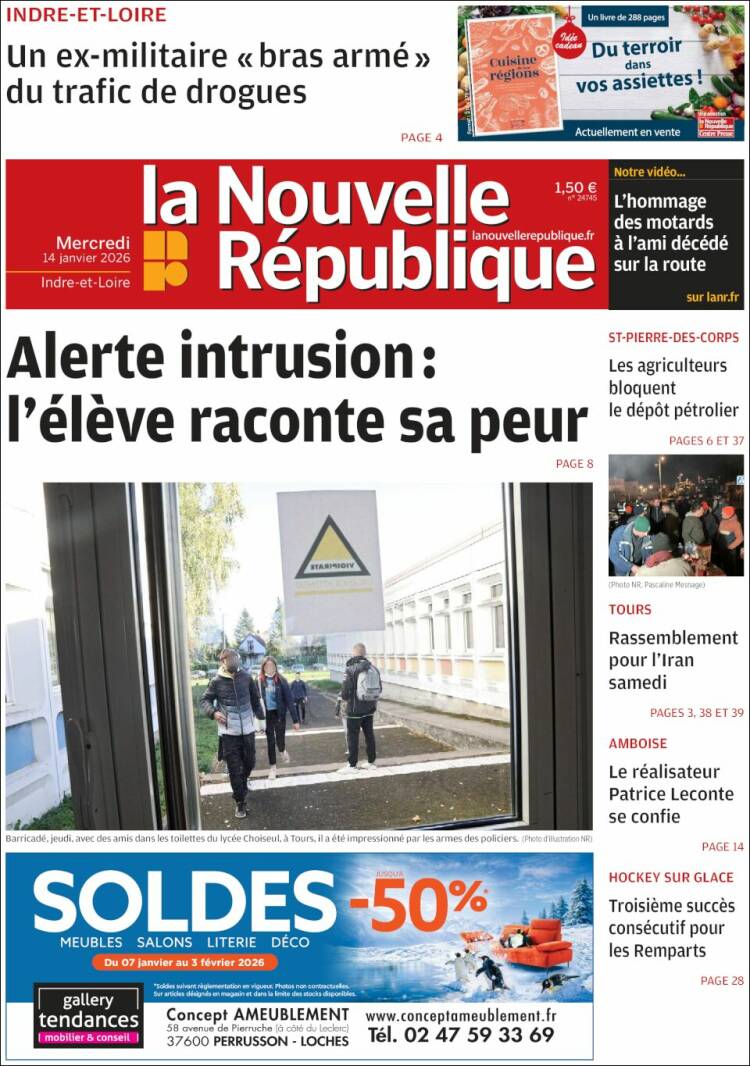 Portada de La Nouvelle Republique (Francia)