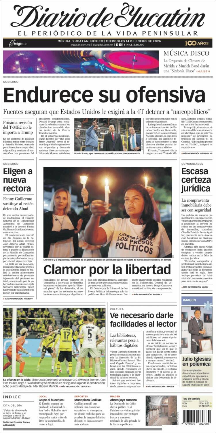Portada de Diario de Yucatán (M&eacute;xico)
