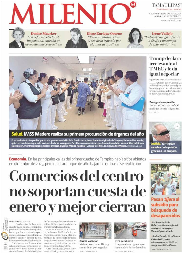 Portada de Milenio - Tamaulipas (M&eacute;xico)