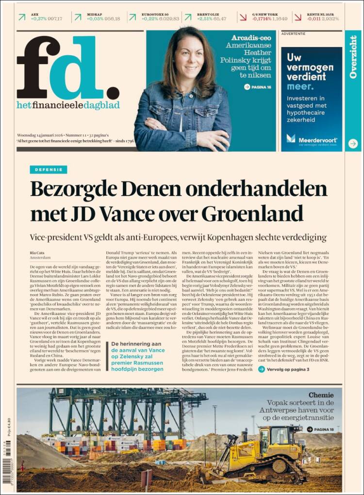 Portada de Het Financieele Dagblad (Pa&iacute;ses Bajos)