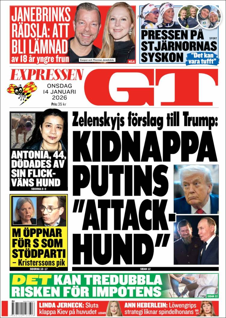 Portada de Göteborgstidningen (Suecia)