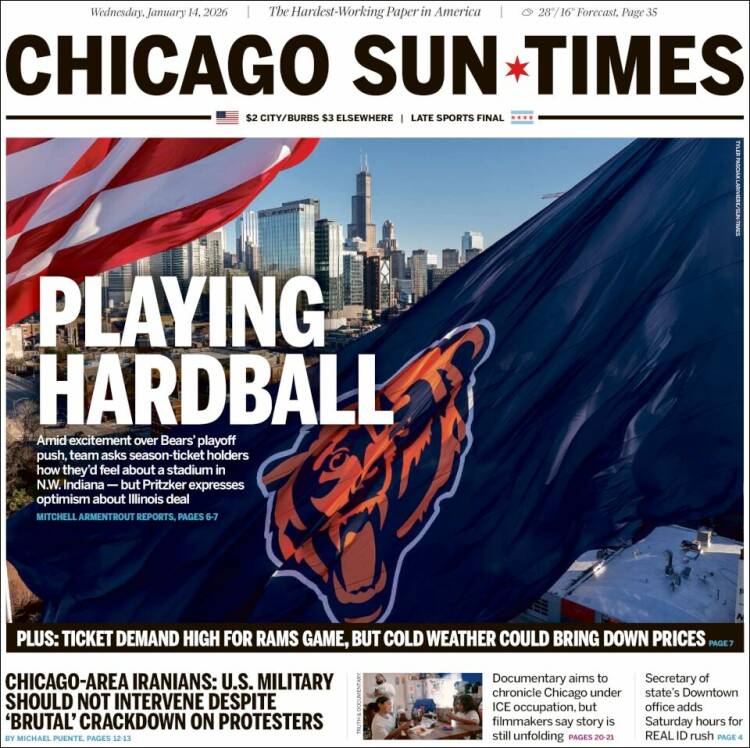Portada de Chicago Sun-Times (USA)