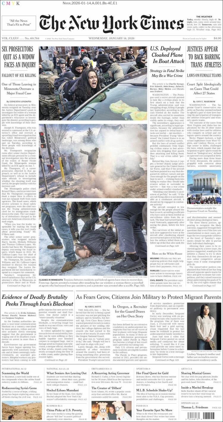 Portada de New York Times (USA)