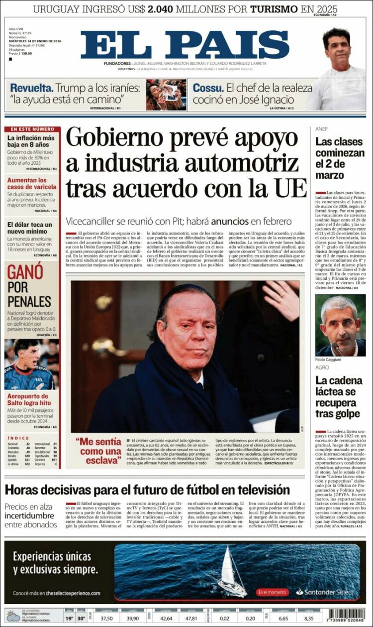 Portada de El País (Uruguay)