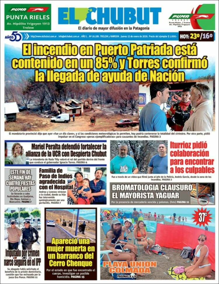 Portada de El Chubut (Argentina)