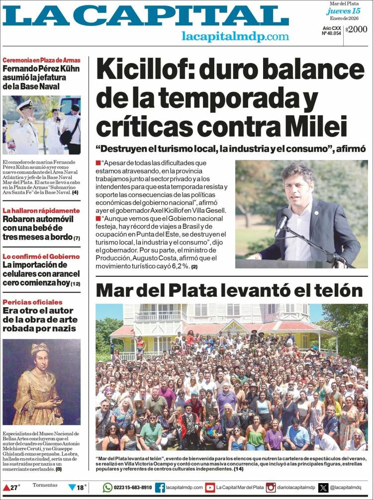 Portada de Diario La Capital - Mar del Plata (Argentina)