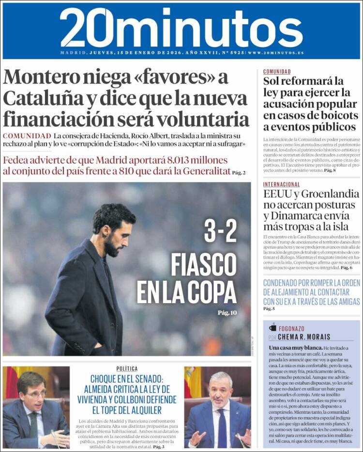 Portada de 20 Minutos - Madrid (Espa&ntilde;a)