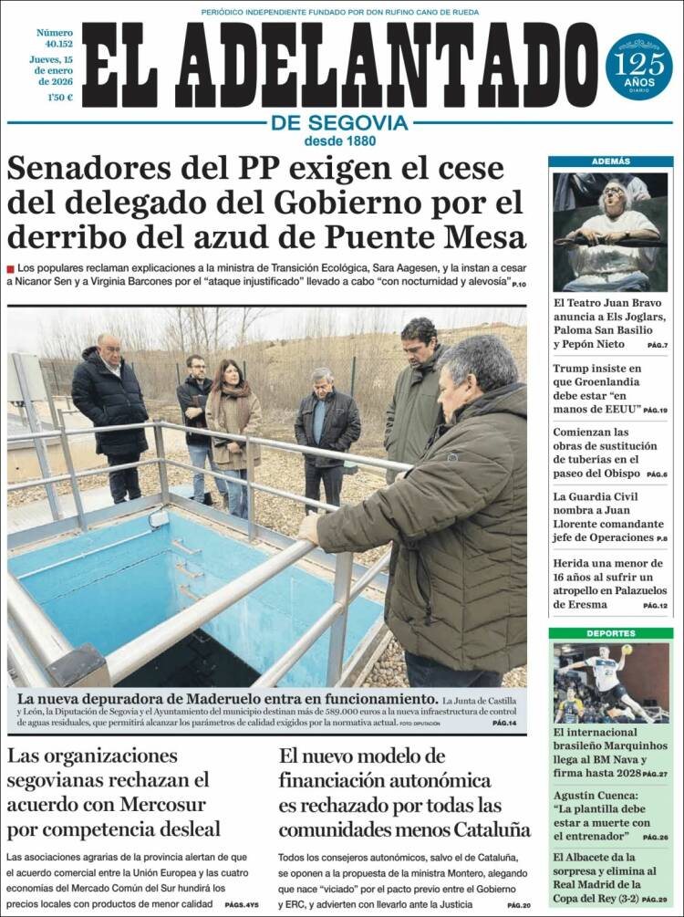 Portada de El Adelantado de Segovia (Espa&ntilde;a)