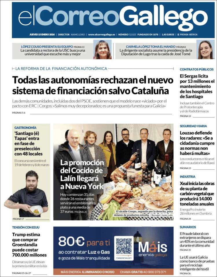 Portada de El Correo Gallego (Espa&ntilde;a)