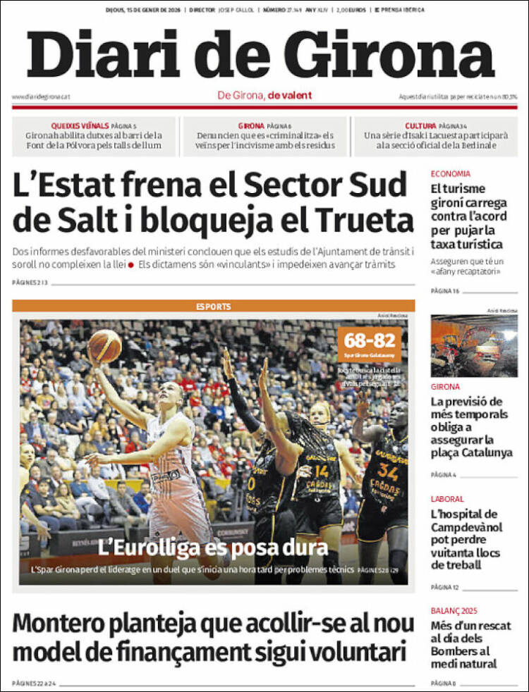 Portada de Diari de Girona (Espa&ntilde;a)