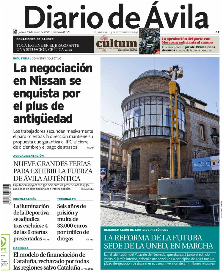 Portada de Diario de Ávila (Spain)