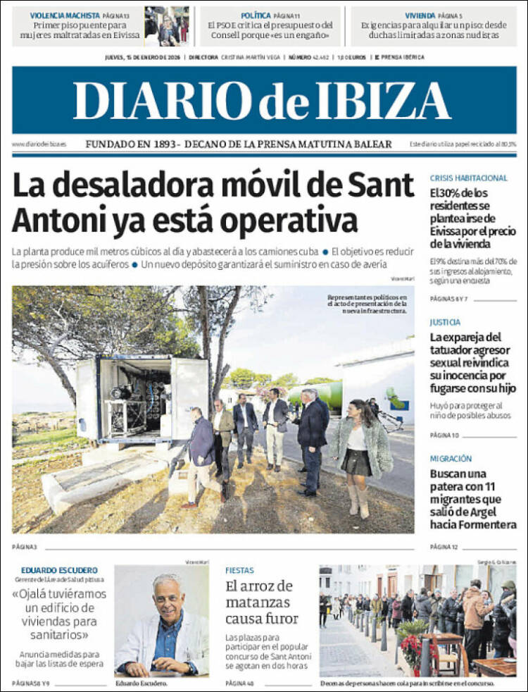 Portada de Diario de Ibiza (Espa&ntilde;a)