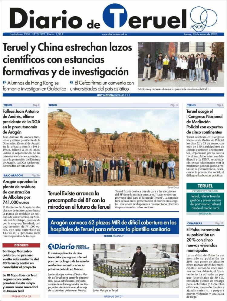 Portada de Diario de Teruel (Espa&ntilde;a)