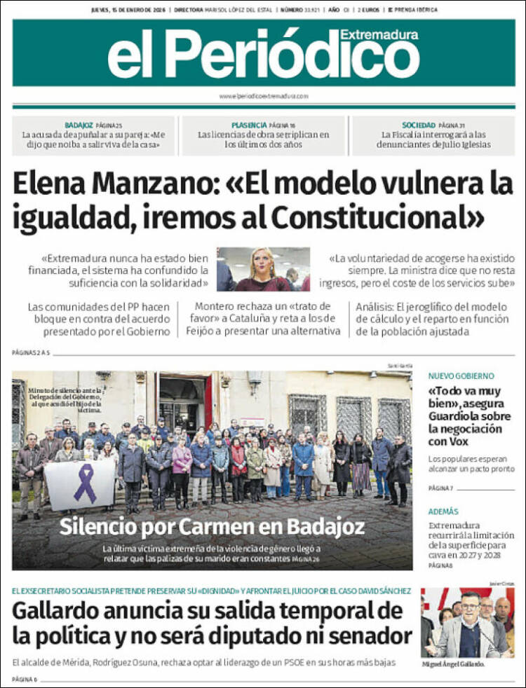 Portada de El Periódico de Extremadura (Espa&ntilde;a)