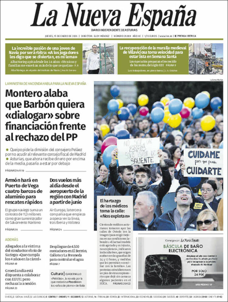 Portada de La Nueva España (Espa&ntilde;a)