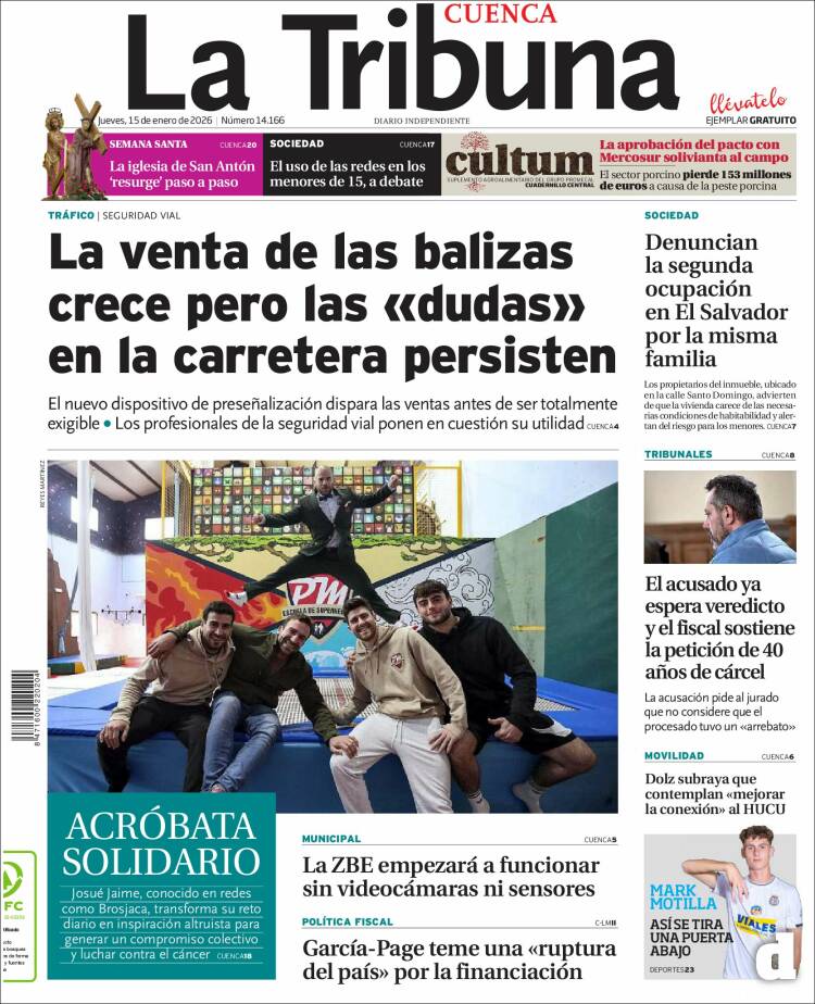 Portada de La Tribuna de Cuenca (Espa&ntilde;a)