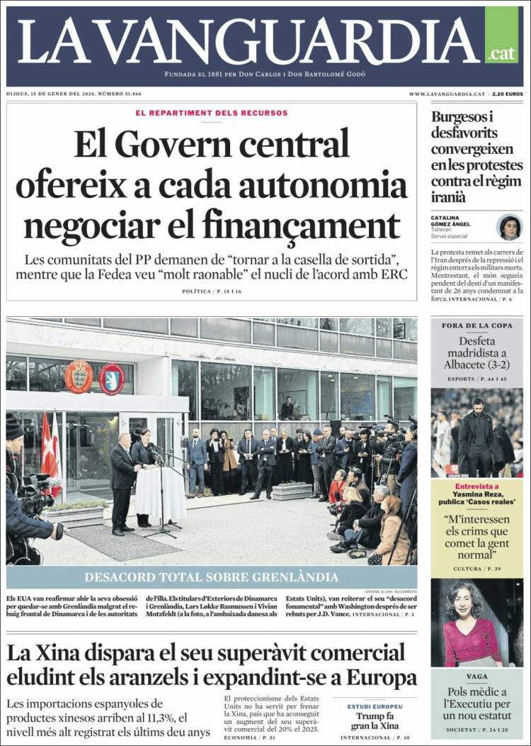 Portada de La Vanguardia (Espa&ntilde;a)