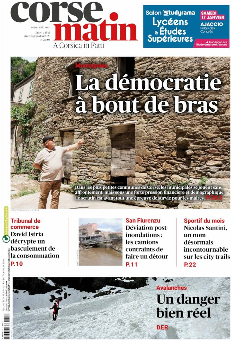 Portada de Corse-Matin (Francia)
