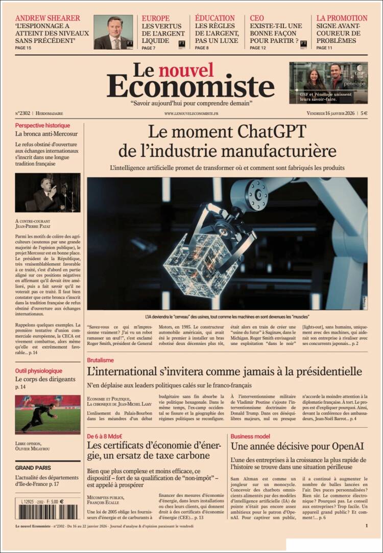 Portada de Le nouvel Economiste (France)