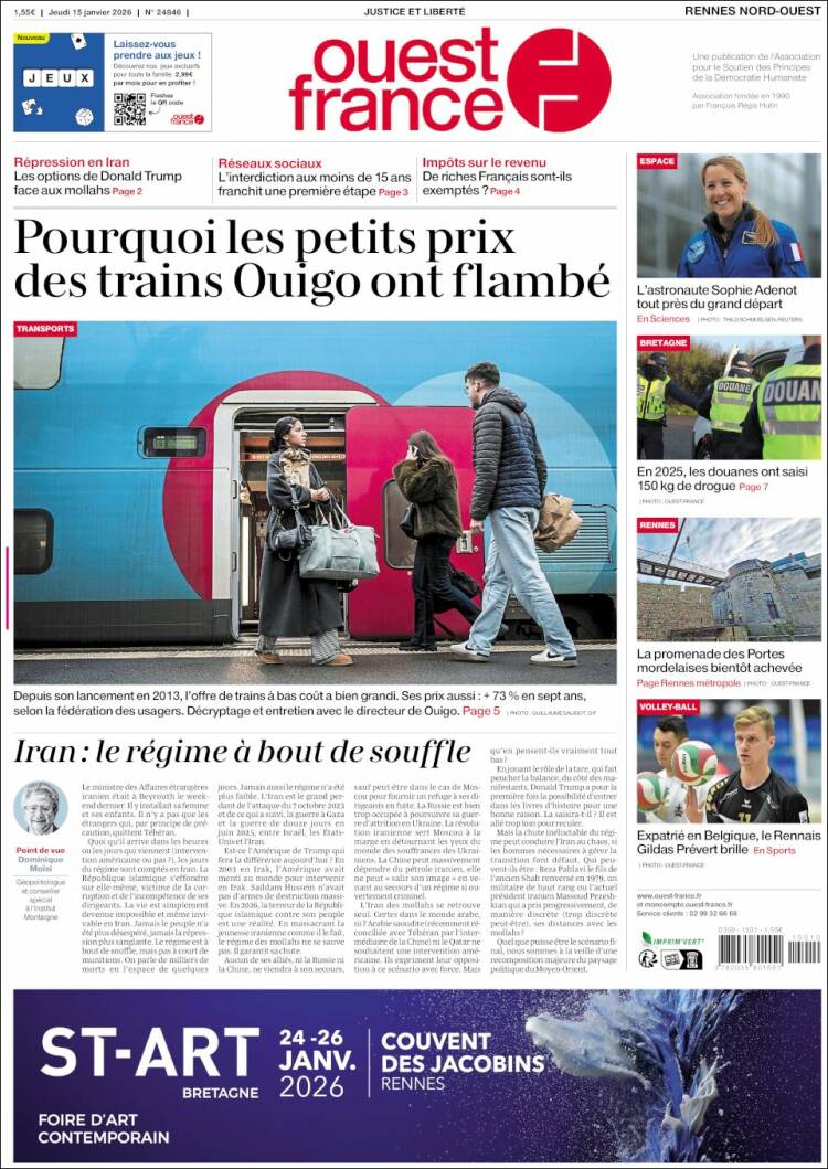 Portada de Ouest France (Francia)