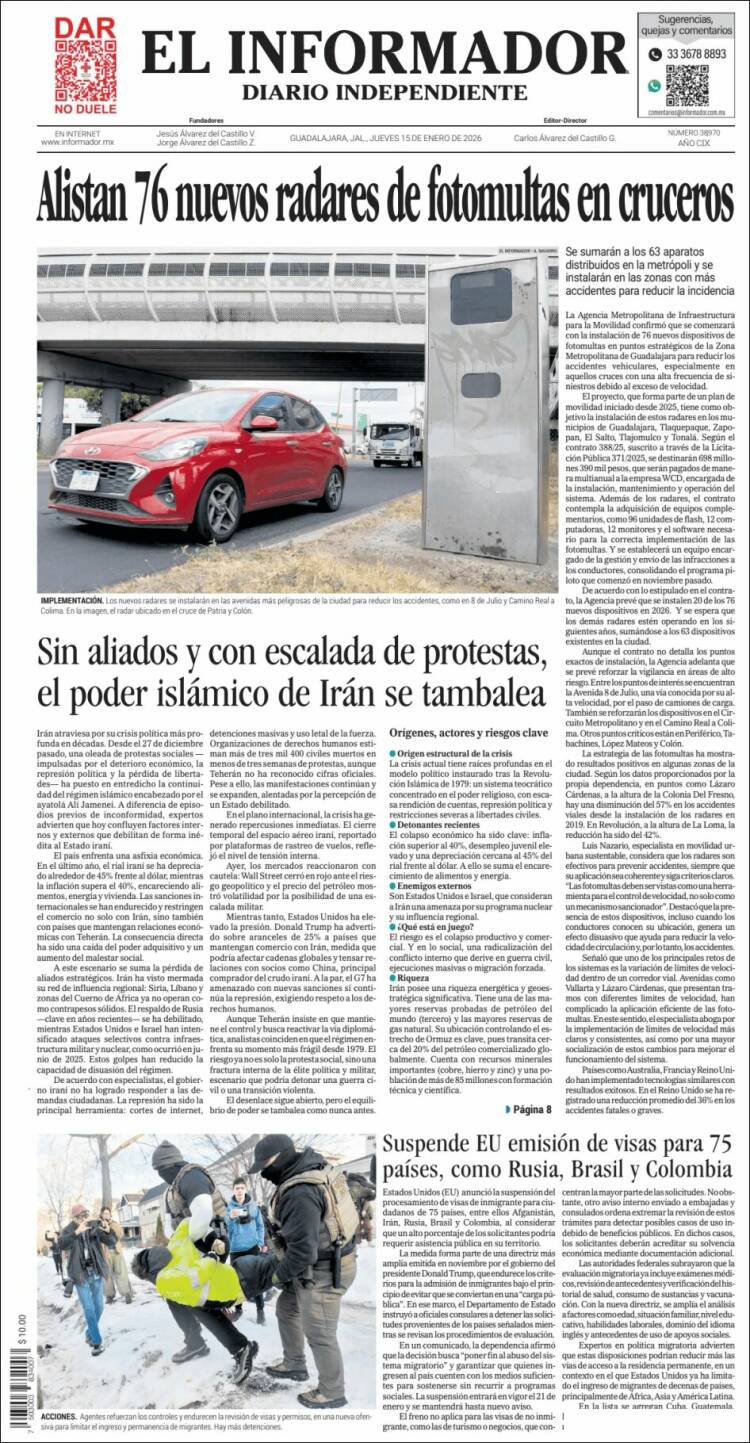 Portada de El Informador (M&eacute;xico)