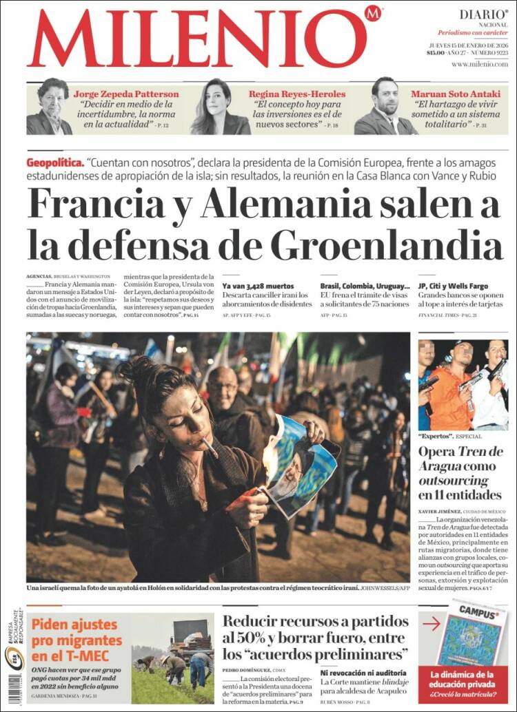 Portada de Milenio (M&eacute;xico)