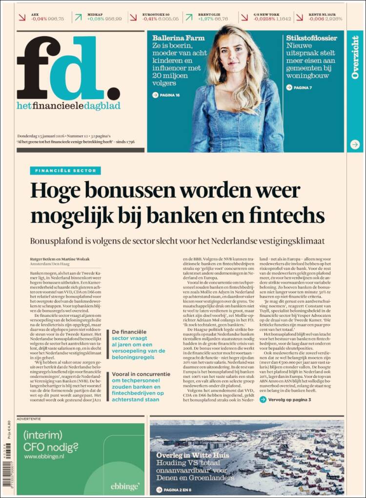 Portada de Het Financieele Dagblad (Pa&iacute;ses Bajos)