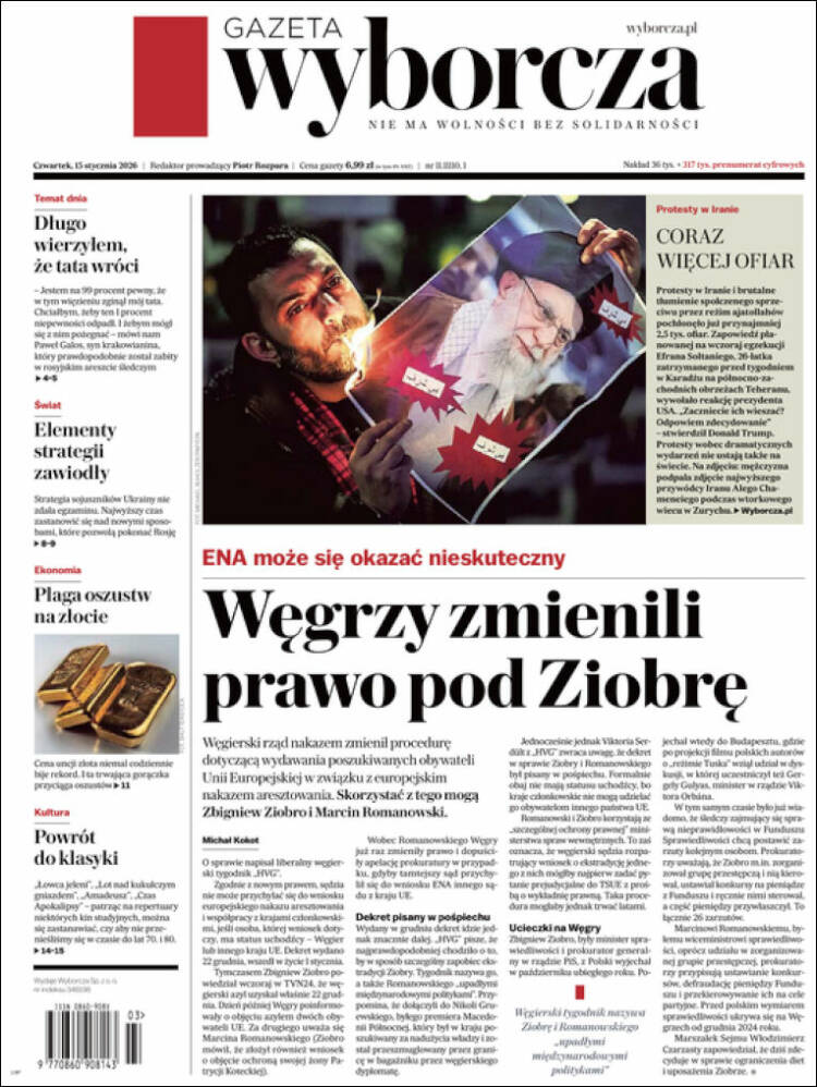 Portada de Gazeta Wyborcza (Polonia)