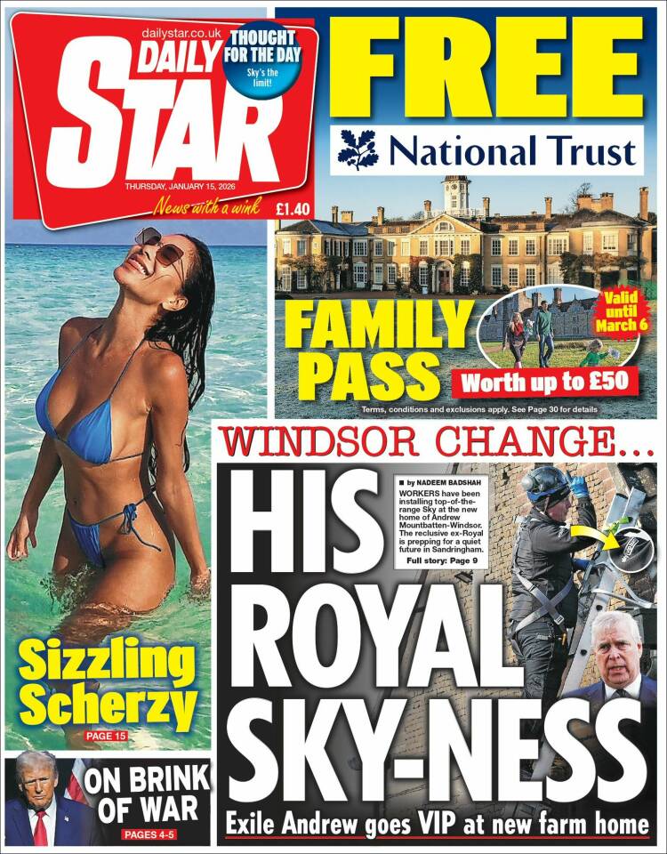 Portada de Daily Star (Reino Unido)