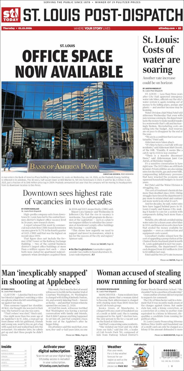 Portada de St. Louis Post-Dispatch (USA)