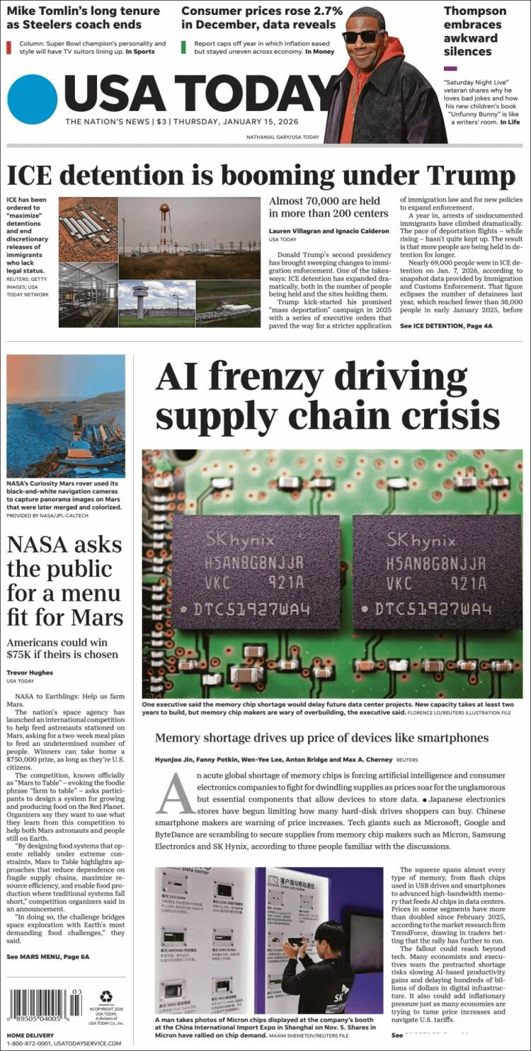 Portada de USA Today (USA)