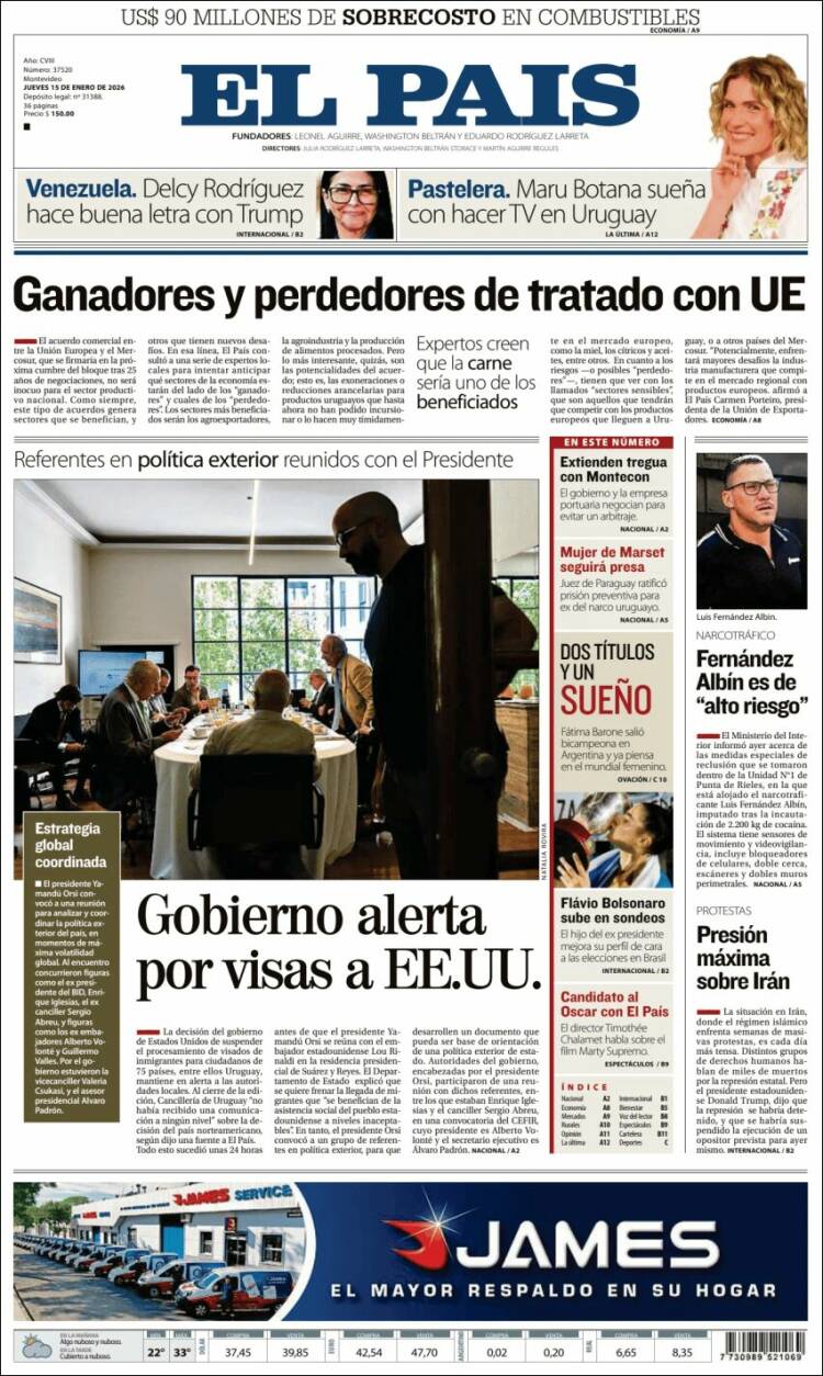 Portada de El País (Uruguay)