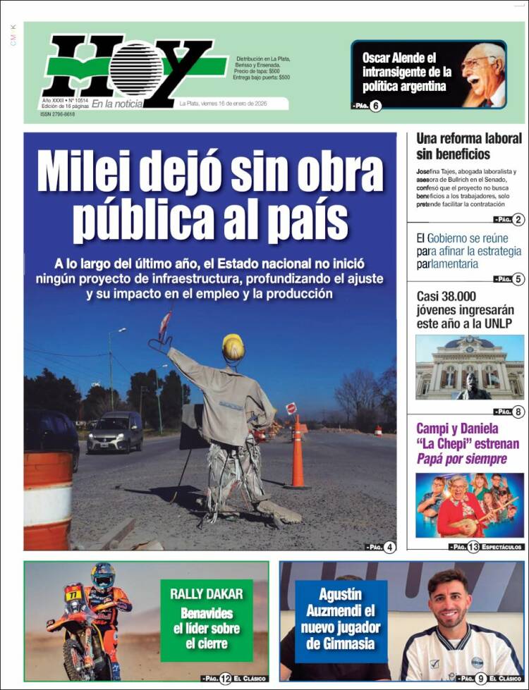 Portada de Diario Hoy (Argentina)