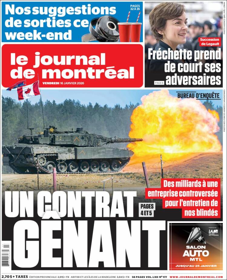 Portada de Le Journal de Montréal (Canad&aacute;)