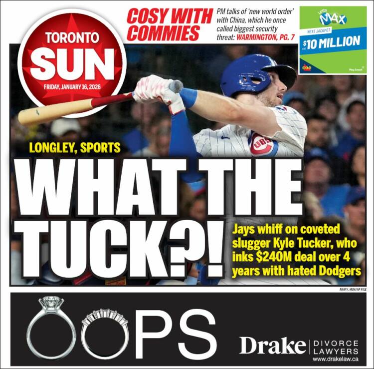 Portada de The Toronto Sun (Canad&aacute;)