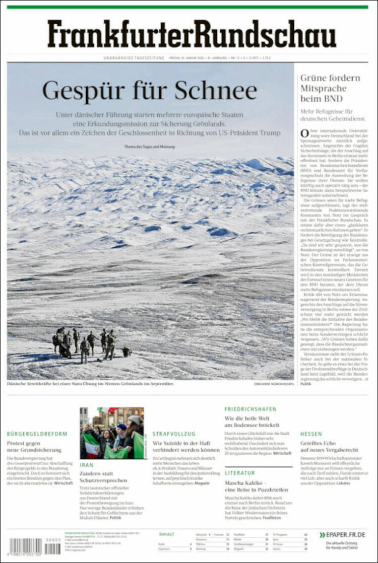 Portada de Frankfurter Rundschau (Alemania)