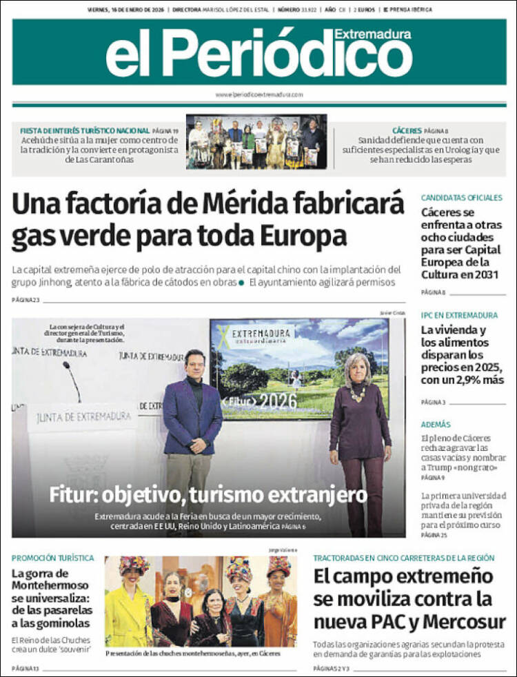 Portada de El Periódico de Extremadura (Espa&ntilde;a)