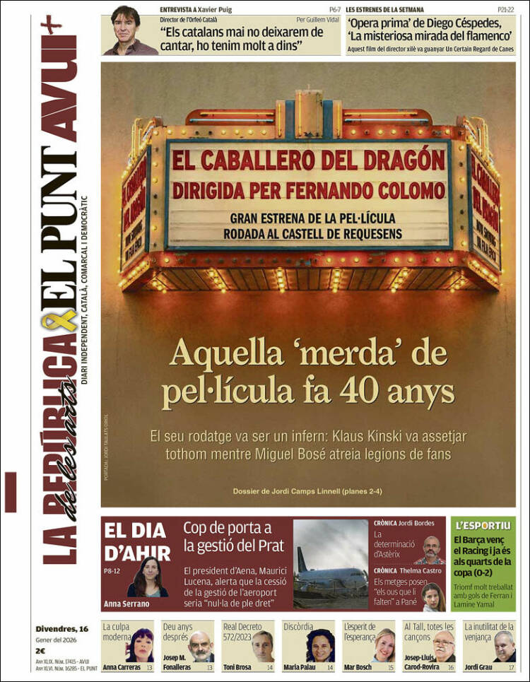 Portada de El Punt Avui (Espa&ntilde;a)