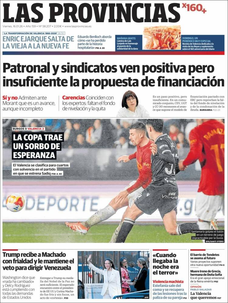 Portada de Las Provincias (Espa&ntilde;a)