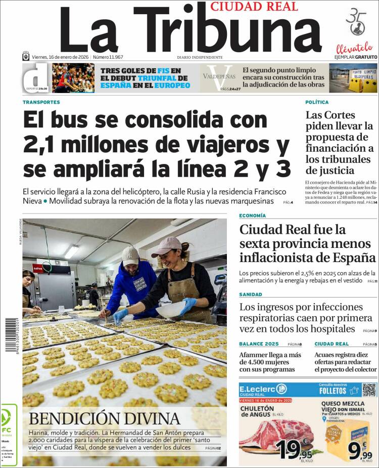 Portada de La Tribuna de Ciudad Real (Espa&ntilde;a)