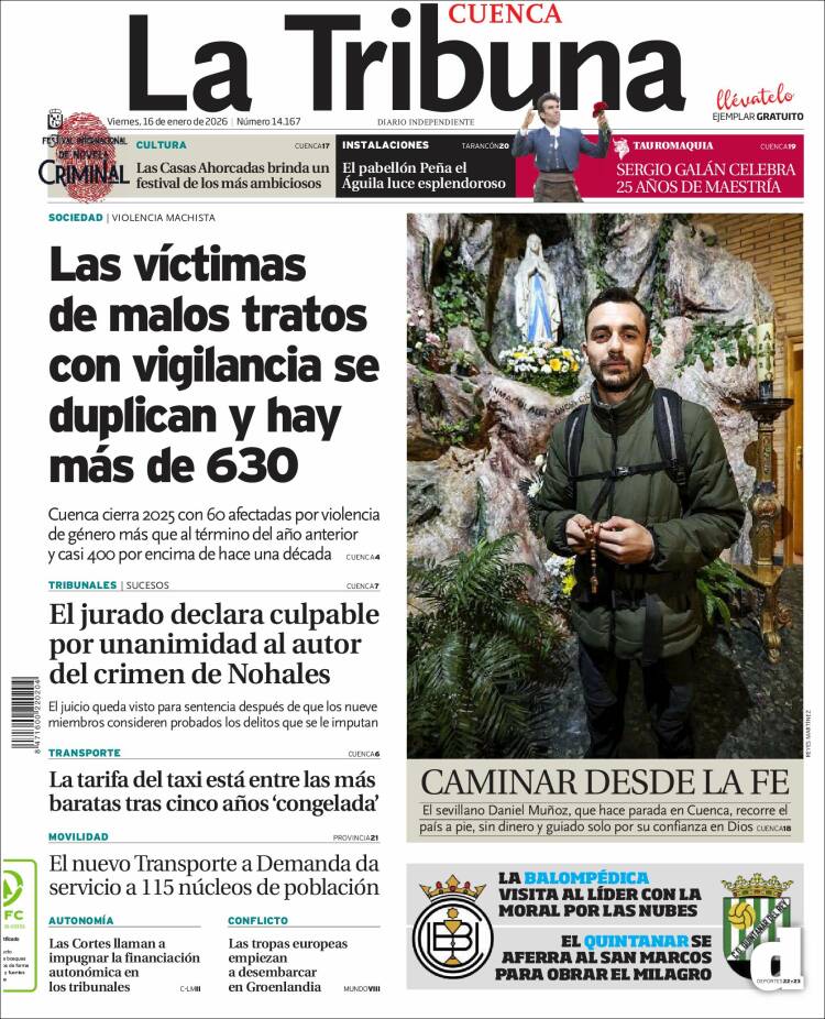 Portada de La Tribuna de Cuenca (Espa&ntilde;a)