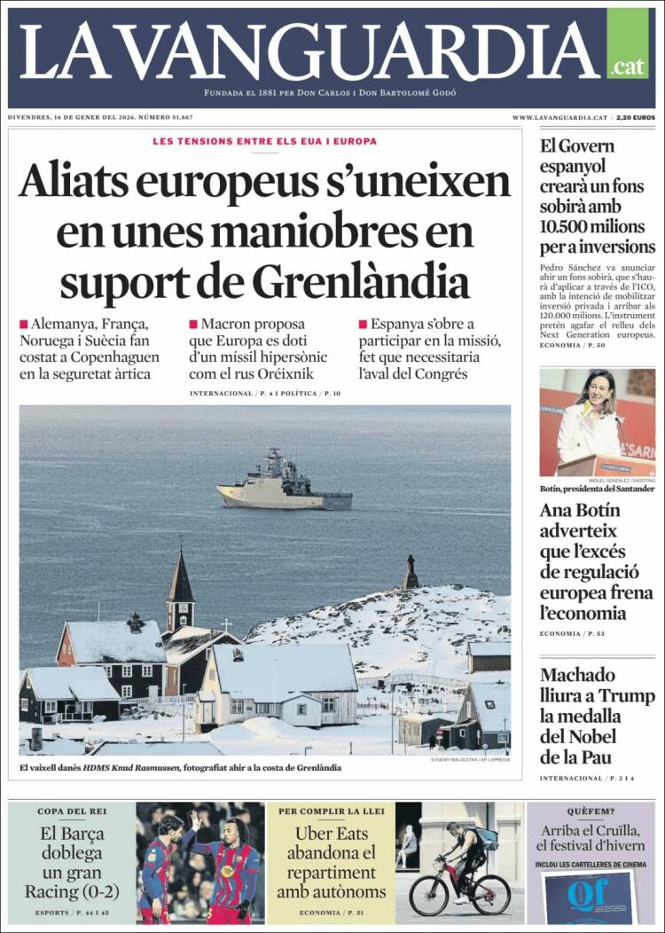 Portada de La Vanguardia (Espa&ntilde;a)