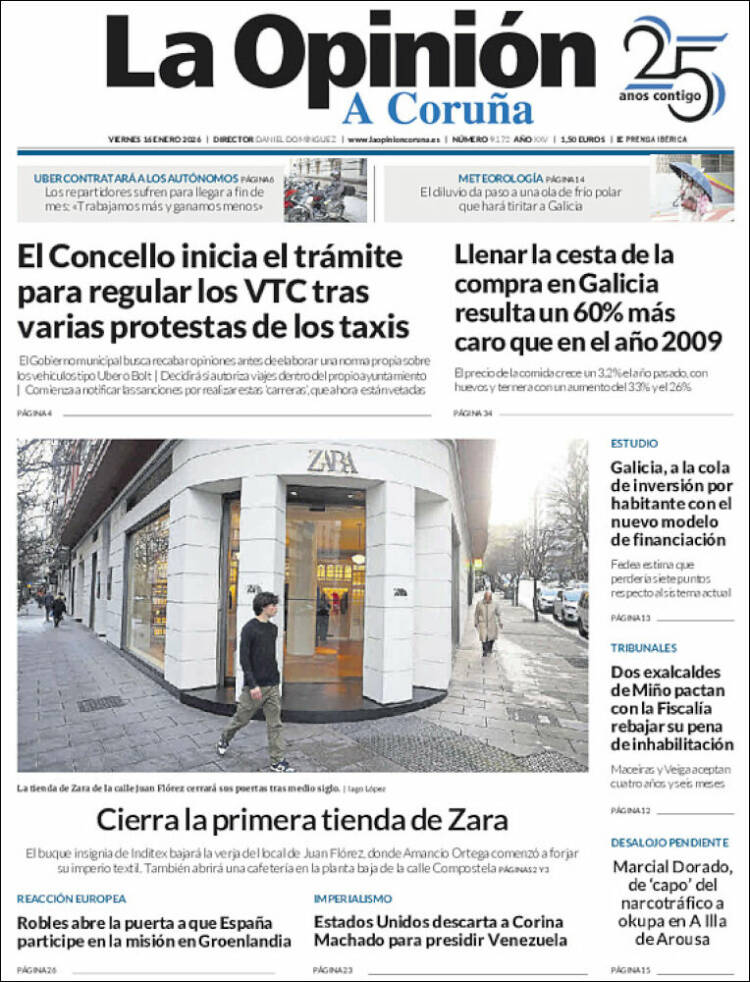 Portada de La Opinión de A Coruña (Espa&ntilde;a)