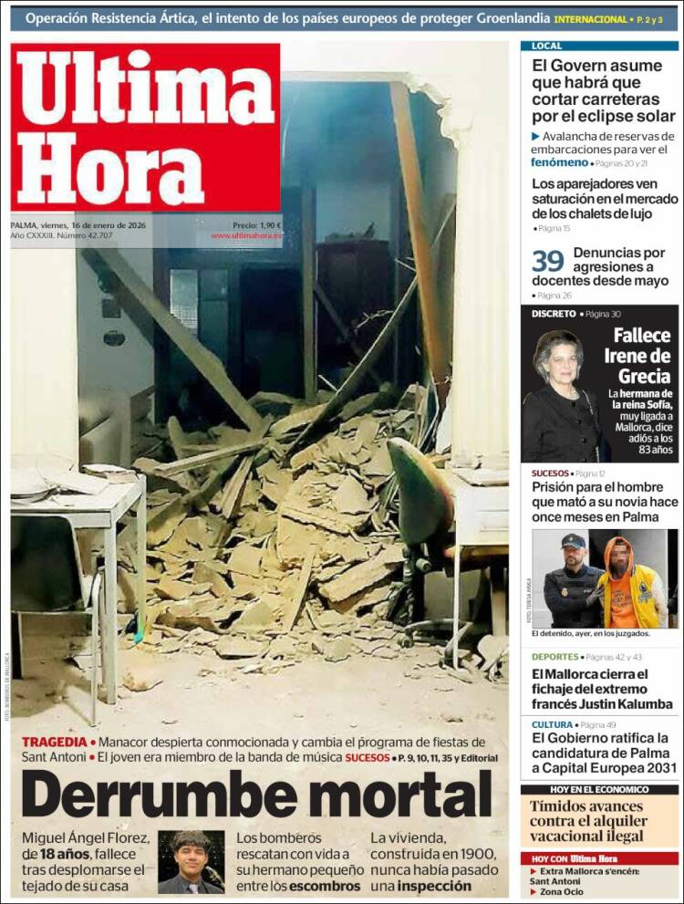 Portada de Última Hora (Espa&ntilde;a)