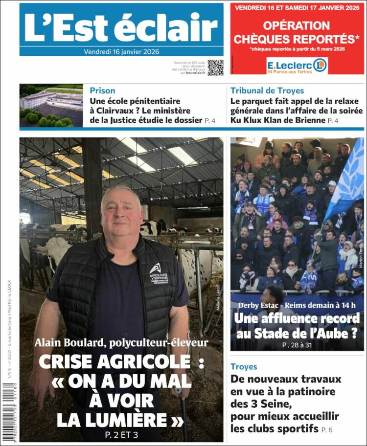 Portada de L'Est Eclair (Francia)