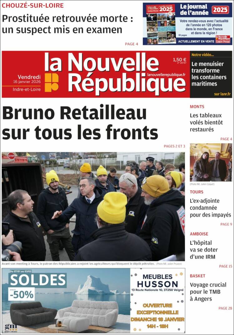 Portada de La Nouvelle Republique (Francia)