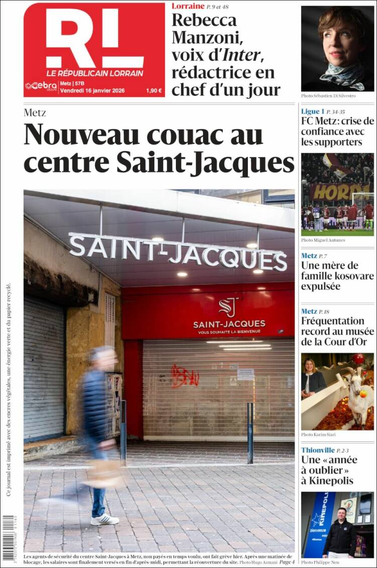 Portada de Le Republicain Lorrain (Francia)